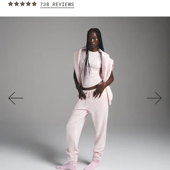 SKIMS NWT Cotton Fleece Classic Jogger - Barely Pink - Picture 3 of 7